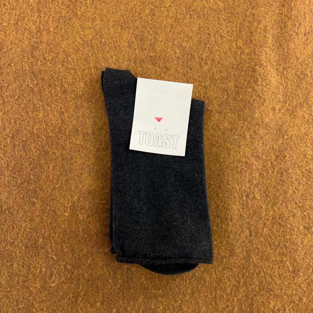 Toast Womens One Size Charcoal Fine Cotton Cashmere ASOWS04 Socks NWT